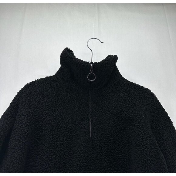 LNA Clothing Sweatshirt Womens S Deep Pile Fleece 1/4 Zip Pullover Jumper Black - Picture 3 of 9